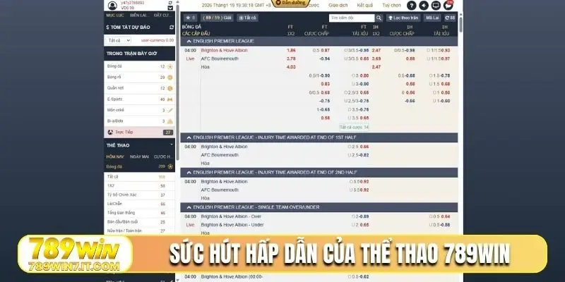 Sức hút hấp dẫn của thể thao 789Win